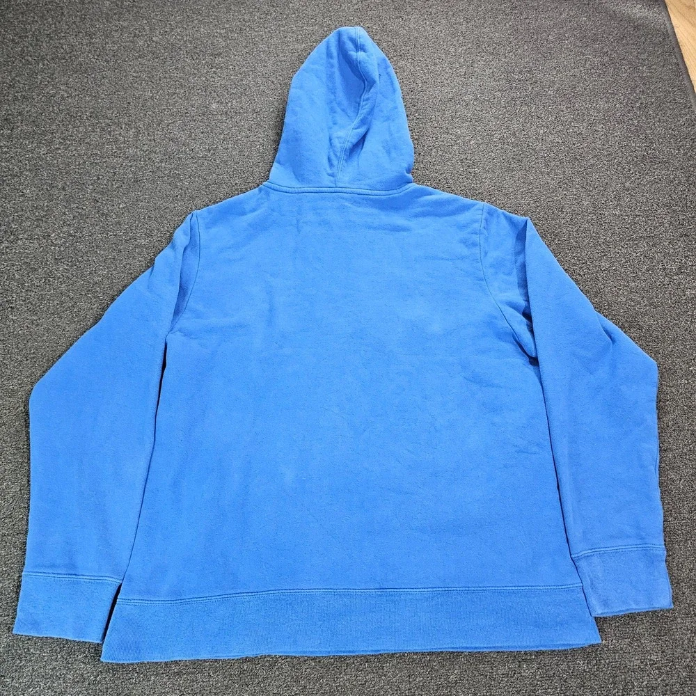The North Face Mens Large Blue Graphic Logo Fleece Pullover Hoodie Gorpcore fade